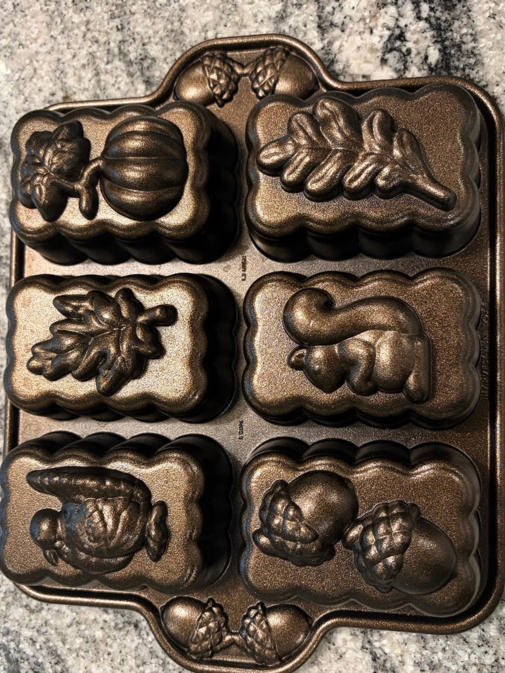NORDIC WARE HARVEST MINI LOAF PAN ACORN PUMPKIN TURKEY LEAF FALL THANKSGIVING